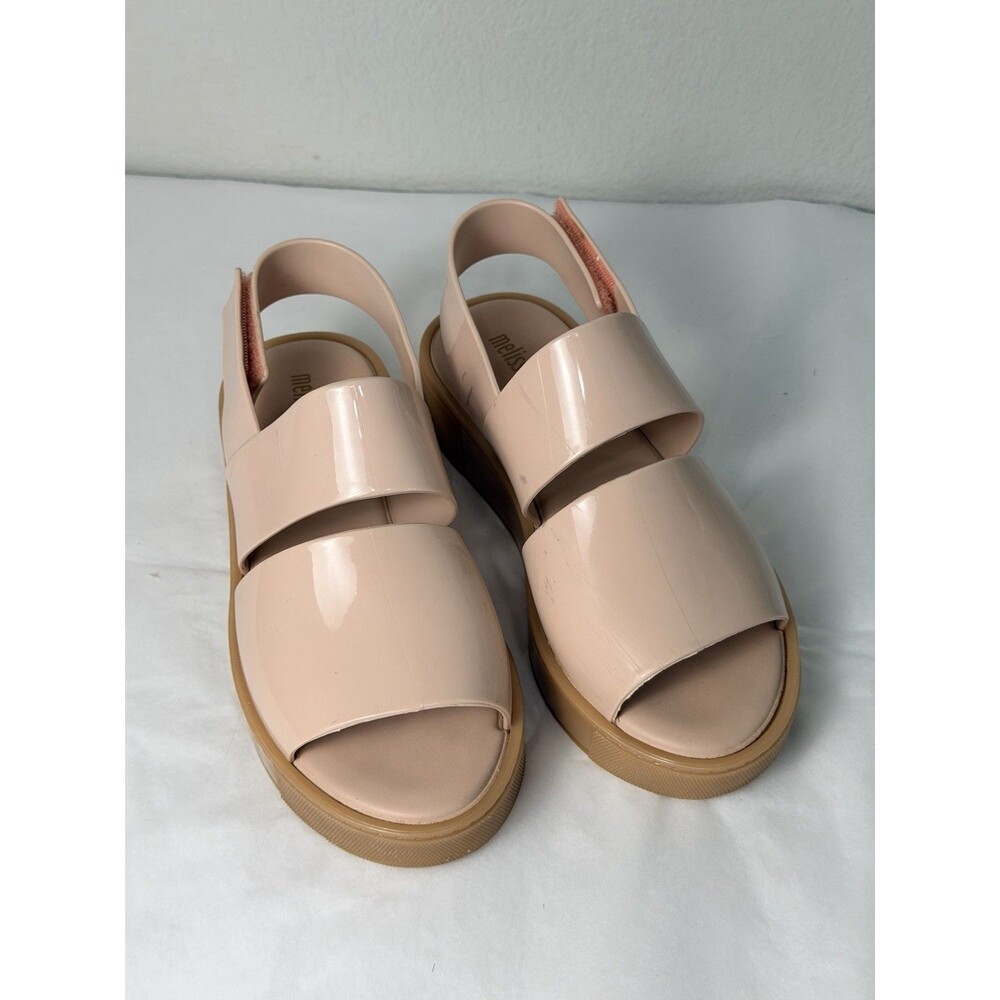 Melissa Soho Pink Beige Jelly Platform Sandals Women's Size 7 Melflex Strap